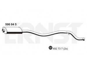 ERNST 506045 vidurinis duslintuvas 
 Išmetimo sistema -> Duslintuvas
1717 58, 1717 84