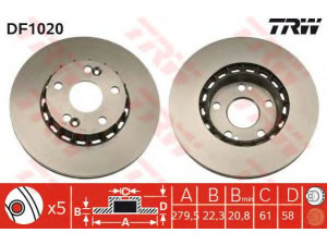 TRW DF1020 stabdžių diskas 
 Dviratė transporto priemonės -> Stabdžių sistema -> Stabdžių diskai / priedai
7700710644, 7700767602, 7701204289