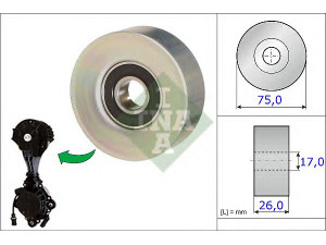 INA 532 0676 10 kreipiantysis skriemulys, V formos rumbuotas diržas 
 Diržinė pavara -> V formos rumbuotas diržas/komplektas -> Laisvasis/kreipiamasis skriemulys
1204 59