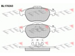 FTE BL1782A3 stabdžių trinkelių rinkinys, diskinis stabdys 
 Techninės priežiūros dalys -> Papildomas remontas
41 06 076 13R, 77 01 206 599, 77 01 208 182