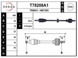 EAI T78208A1 kardaninis velenas