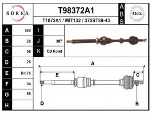 EAI T98372A1 kardaninis velenas 
 Ratų pavara -> Kardaninis velenas
MR912136