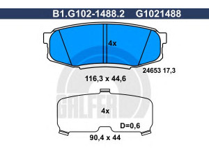 GALFER B1.G102-1488.2 stabdžių trinkelių rinkinys, diskinis stabdys 
 Techninės priežiūros dalys -> Papildomas remontas
04466-60120, 04466-60120
