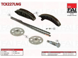 FAI AutoParts TCK227LNG pavaros grandinės komplektas 
 Variklis -> Variklio uždegimo laiko reguliavimo kontrolė -> Sinchronizavimo grandinė/įtempiklis/kreiptuvas -> Pavaros grandinės komplektas
