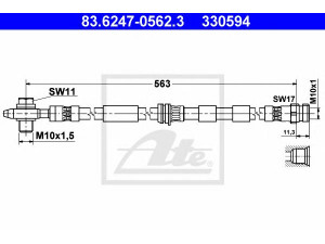 ATE 83.6247-0562.3 stabdžių žarnelė 
 Stabdžių sistema -> Stabdžių žarnelės
1J0 611 701 M, 1J0 611 701 G, 1J0 611 701 M
