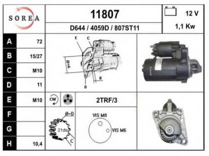 EAI 11807 starteris 
 Elektros įranga -> Starterio sistema -> Starteris
97KB11000AA, 97KB11000AB, 97KB11000AC