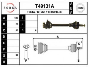 EAI T49131A kardaninis velenas 
 Ratų pavara -> Kardaninis velenas
7700862713, 7701351952