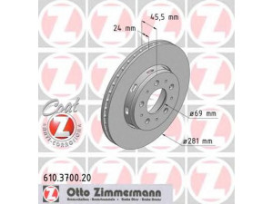 ZIMMERMANN 610.3700.20 stabdžių diskas 
 Stabdžių sistema -> Diskinis stabdys -> Stabdžių diskas
M818027, 3081 802, 3081 802 7
