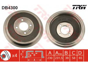TRW DB4300 stabdžių būgnas 
 Stabdžių sistema -> Būgninis stabdys -> Stabdžių būgnas
6K9609617, 6K9609617, 17.03.2400F3001