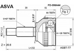 ASVA FD-356A44 jungčių komplektas, kardaninis velenas 
 Ratų pavara -> Sujungimai/komplektas
1023247, 6757622, 93BG-3B413-BB