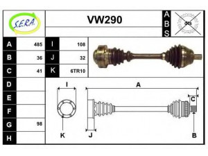 SERA VW290 kardaninis velenas 
 Ratų pavara -> Kardaninis velenas
1K0407271BJ, 1K0407271EE, 1K0407451DX