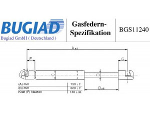 BUGIAD BGS11240 dujinė spyruoklė, gaubtas 
 Kėbulas -> Dujinės spyruoklės
31218478, 9483570