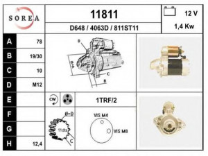 EAI 11811 starteris 
 Elektros įranga -> Starterio sistema -> Starteris
8971502040, 8971502040, S114808