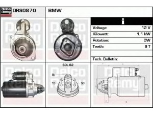 DELCO REMY DRS0870 starteris 
 Elektros įranga -> Starterio sistema -> Starteris
12411271749, 12411272150, 12411352502