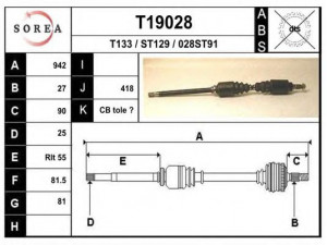 EAI T19028 kardaninis velenas 
 Ratų pavara -> Kardaninis velenas
326370