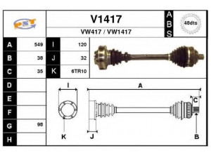 SNRA V1417 kardaninis velenas 
 Ratų pavara -> Kardaninis velenas
7D0407271A