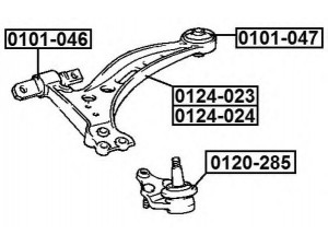 ASVA 0101-047 valdymo svirties/išilginių svirčių įvorė 
 Ašies montavimas/vairavimo mechanizmas/ratai -> Valdymo svirtis/pasukamosios svirties sujungimas -> Montavimas/sutvirtinimas
48655-33040, 48068-33010, 48069-33020