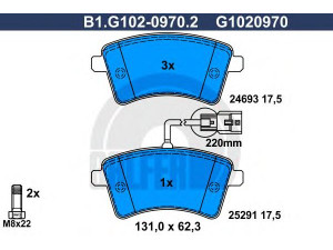 GALFER B1.G102-0970.2 stabdžių trinkelių rinkinys, diskinis stabdys 
 Techninės priežiūros dalys -> Papildomas remontas
41 06 056 49R, 77 01 210 174