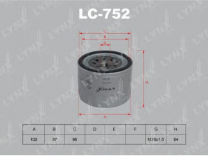 LYNXauto LC-752 alyvos filtras
8-94114-585-0, 8-94340-259-0, 8-94340-259-1