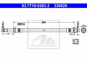 ATE 83.7716-0363.3 stabdžių žarnelė 
 Stabdžių sistema -> Stabdžių žarnelės
901 428 04 35, 2D0 611 701 B