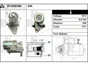 EDR 913924N starteris 
 Elektros įranga -> Starterio sistema -> Starteris
OK552-18-400, OK552-18-400A