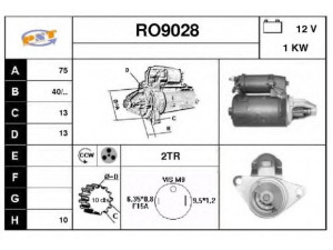 SNRA RO9028 starteris 
 Elektros įranga -> Starterio sistema -> Starteris
ADU9363, NAD10001, NAD10030, NAD10041