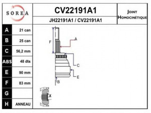 EAI CV22191A1K jungčių komplektas, kardaninis velenas 
 Ratų pavara -> Sujungimai/komplektas