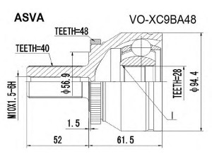 ASVA VO-XC9BA48 jungčių komplektas, kardaninis velenas 
 Ratų pavara -> Sujungimai/komplektas
36000507, 36001215, 36000510, 36001217