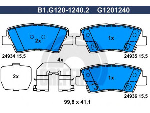 GALFER B1.G120-1240.2 stabdžių trinkelių rinkinys, diskinis stabdys 
 Techninės priežiūros dalys -> Papildomas remontas
58302-1RA30, 58302-2EA31, 58302-2VA50