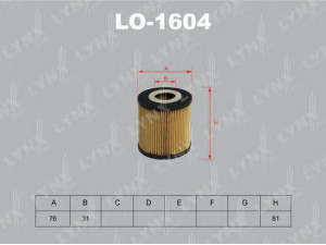 LYNXauto LO-1604 alyvos filtras 
 Filtrai -> Alyvos filtras
1275810, 12758108, 1275811, 12758116