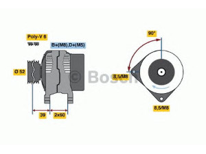 BOSCH 0 123 510 095 kintamosios srovės generatorius 
 Elektros įranga -> Kint. sr. generatorius/dalys -> Kintamosios srovės generatorius
60654127, 60655296, 60652354, 60654127