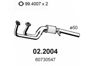 ASSO 02.2004 priekinis duslintuvas 
 Išmetimo sistema -> Duslintuvas
116553000200, 60521381, 60526049