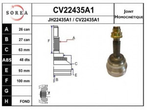 EAI CV22435A1K jungčių komplektas, kardaninis velenas 
 Ratų pavara -> Sujungimai/komplektas