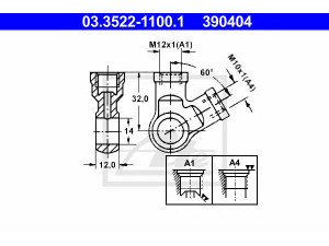 ATE 03.3522-1100.1 jungtis, metaliniai vamzdeliai
90 810 522 470, 1443 968 X1, 1820 050 401