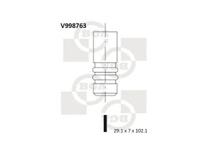 BGA V998763 išleidimo vožtuvas 
 Variklis -> Variklio uždegimo laiko reguliavimo kontrolė -> Vožtuvų eilė -> Vožtuvai/dalys
60582739