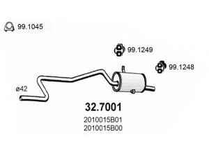 ASSO 32.7001 galinis duslintuvas 
 Išmetimo sistema -> Duslintuvas
2010015B00, 2010015B00KE, 2010015B01
