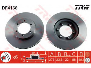 TRW DF4168 stabdžių diskas 
 Stabdžių sistema -> Diskinis stabdys -> Stabdžių diskas
4144105110, 4144106210, 4144106211