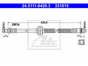 ATE 24.5111-0429.3 stabdžių žarnelė 
 Stabdžių sistema -> Stabdžių žarnelės
82 00 234 737, 82 00 333 851, 86 71 018 153