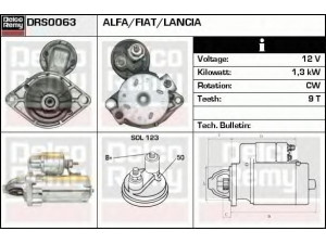 DELCO REMY DRS0063 starteris 
 Elektros įranga -> Starterio sistema -> Starteris
46823548, 51810266, 51823860, 55204116