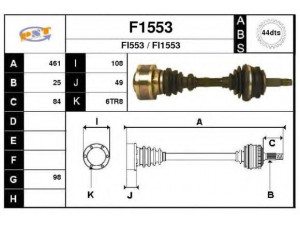 SNRA F1553 kardaninis velenas 
 Ratų pavara -> Kardaninis velenas
181AB.4CA.E009, 46307017