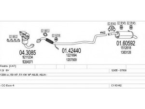 MTS C110142003851 išmetimo sistema 
 Išmetimo sistema -> Išmetimo sistema, visa