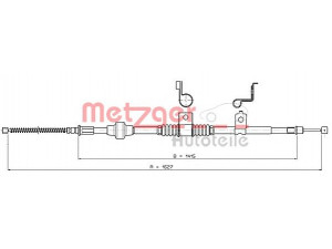METZGER 17.2295 trosas, stovėjimo stabdys 
 Stabdžių sistema -> Valdymo svirtys/trosai
4820A026