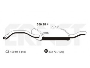 ERNST 550284 galinis duslintuvas 
 Išmetimo sistema -> Duslintuvas
1726 E6, 1726 Z7, 1730 K9, 94 5611 3880