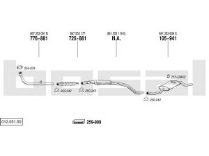 BOSAL 012.051.50 išmetimo sistema 
 Išmetimo sistema -> Išmetimo sistema, visa