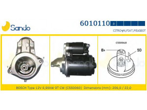 SANDO 6010110.0 starteris 
 Elektros įranga -> Starterio sistema -> Starteris
310023, 46231598, 77612430, 555807