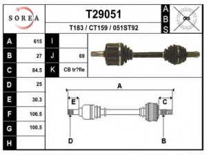 EAI T29051 kardaninis velenas
95607393, 95618337
