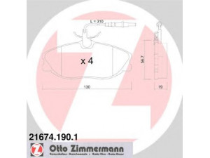 ZIMMERMANN 21674.190.1 stabdžių trinkelių rinkinys, diskinis stabdys 
 Techninės priežiūros dalys -> Papildomas remontas
425132, 425143, 425144, 425160