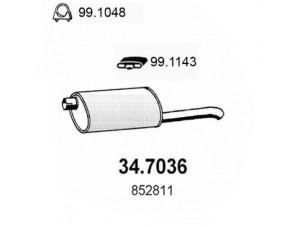 ASSO 34.7036 galinis duslintuvas 
 Išmetimo sistema -> Duslintuvas
852811, 852812, 852830, 852899