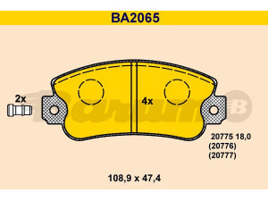 BARUM BA2065 stabdžių trinkelių rinkinys, diskinis stabdys 
 Techninės priežiūros dalys -> Papildomas remontas
5892310, 5951671, 792561, 792725