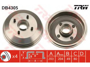 TRW DB4305 stabdžių būgnas 
 Stabdžių sistema -> Būgninis stabdys -> Stabdžių būgnas
4053719, YS6W1113BA, 3N211113BC
